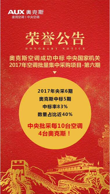彰顯品質風范，奧克斯空調中標四川省千萬政采項目